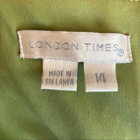 LONDON TIMES GREEN RUFFLE METALLIC DRESS SIZE 14 - Picture 6 of 7